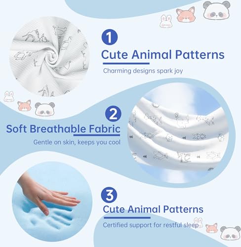 White Animal-Pattern 38x26 Memory Foam Pack and Play Mattress - Dual Sided