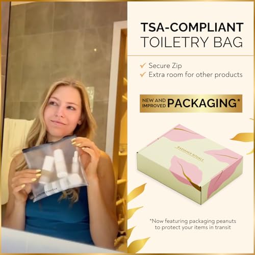 Travel Skincare Containers Set with TSA Approved Toiletry Bag & Leakproof Bottles