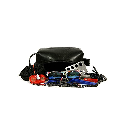 Water-Resistant Travel Grooming Kit with Upcycled Inner Tube Material - Coal Variation
