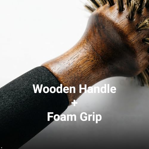Medium Wooden Handle Round Hair Brush - Natural Bristle Finishing Styling Tool