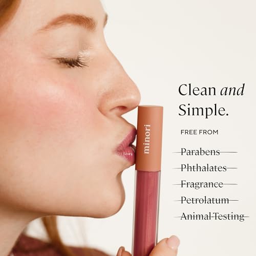 Minori Juneberry Lip Gloss – Hydrating Vegan Lip Shine with Subtle Shimmer, 0.11 fl oz