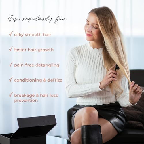 MISEL Small Chromee Boar Bristle Hair Brush for All Hair Types - Detangles & Reduces Breakage