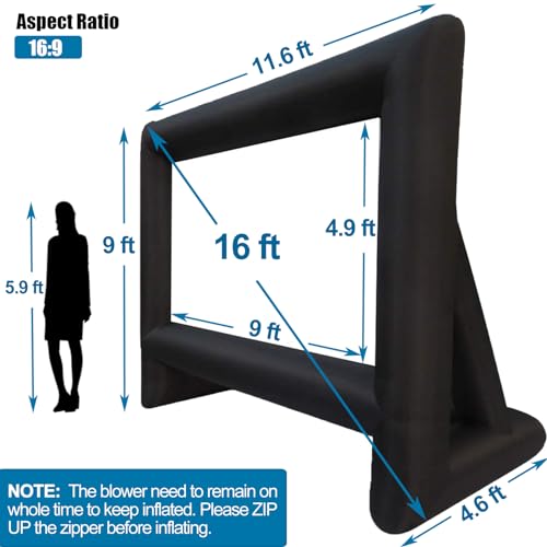 16ft Inflatable Movie Screen with Air Blower & Carry Bag - Front/Rear Projection