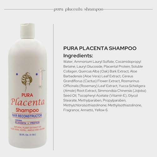 PURA PLACENTA Reconstructor Shampoo with Proteins & Natural Oils - 32 fl oz - Variation: PURA PLACENTA / 32 Fl Oz