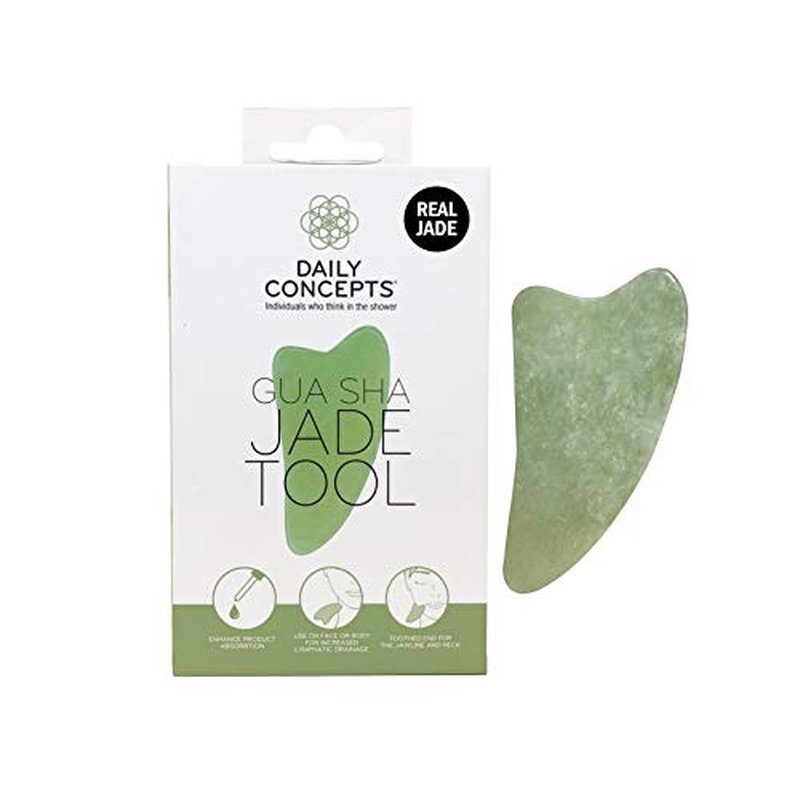 Daily Concepts Gua Sha Jade Facial Tool, Renews Skin by Increasing Blood Flow and Flushing Out Lymphatic Drainage, Stimulating Skin for Radiant Results!