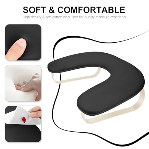 Manicure Arm Rest for Nails Tech, U-Shaped Nail Hand Rest with Leather Surface & Aluminum Holder