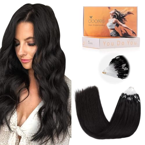 DOORES Micro Link Human Hair Extensions 18 Inch Natural Black - 50g 50 Strands