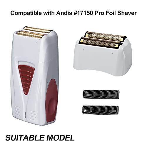 Gold 2-Pack Foil & Cutters Compatible With Andis #17155/#17150 - Professional Shaver Replacement