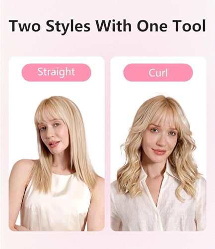 0.6 Inch Curling Iron for Short Hair, 2-in-1 Flat Iron & Curler, Cool Airflow Styler