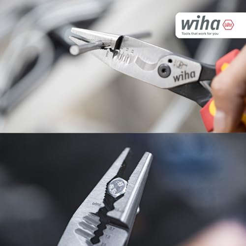 Wiha 8-in-1 Multifunction Pliers for Electricians – Crimp, Strip, Cut, Bend & More (45705)