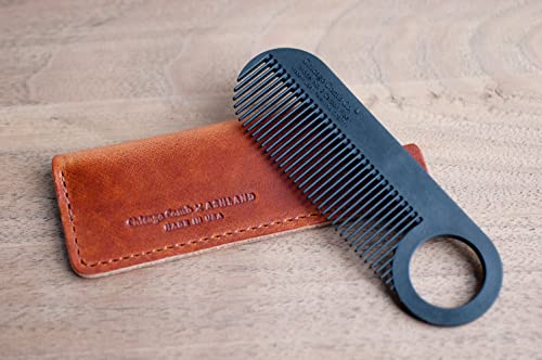 Carbon Fiber Beard & Hair Comb with Leather Sheath - Made in USA