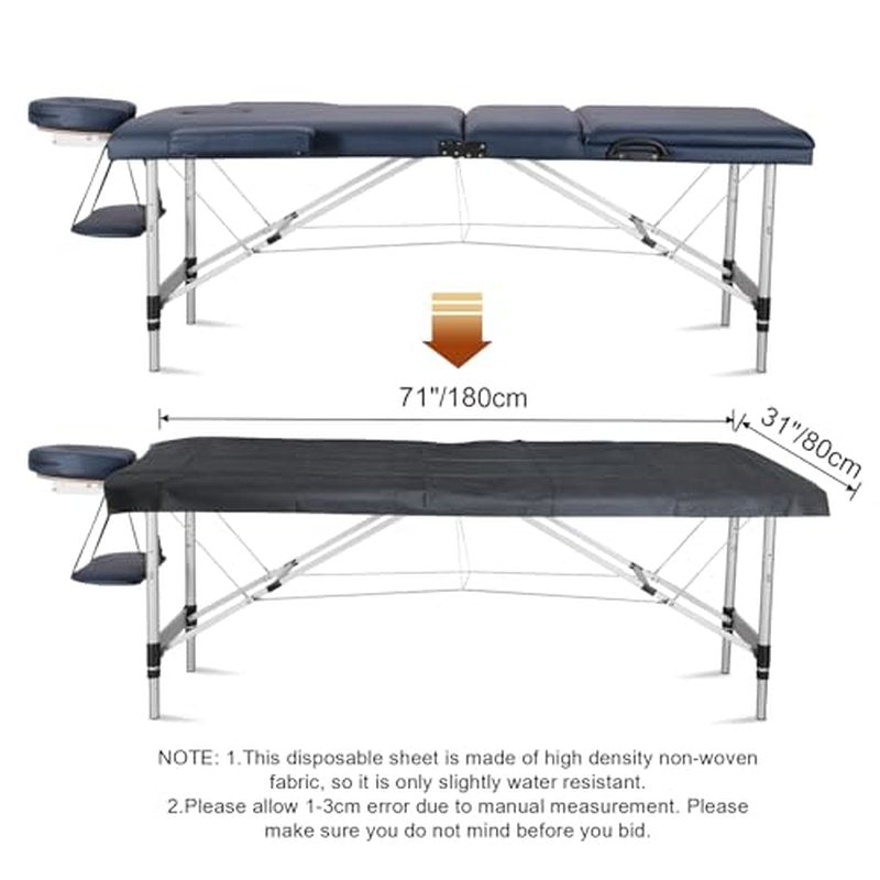 50 Count Disposable Massage Table Sheets, Disposable Bed Sheets fot Massage Table, Disposable Bed Covers for Lash Bed, Tattoo, Spa, Esthetician, 31 * 71 inches (Black)