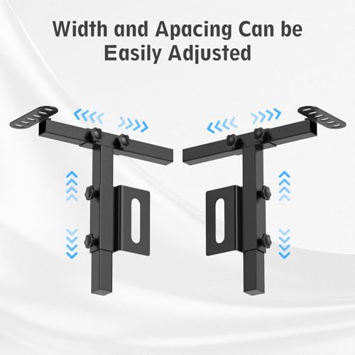 Black Universal Adjustable Metal Bed Headboard Brackets - Heavy Duty Steel
