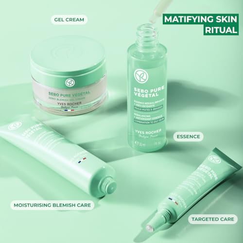 Yves Rocher Rebalancing + Antioxidant Essence Serum, Purify & Mattify Skin with Salicylic Acid, For Combintaiton & Oily Skin Types, 1 FL OZ