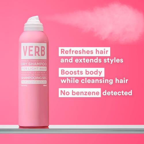 VERB Dry Shampoo Light - Refresh, Absorb Oils + Extends Styles - Refreshing Dry Shampoo Spray for Light Tones - Vegan, No Parabens or Harmful Sulfates