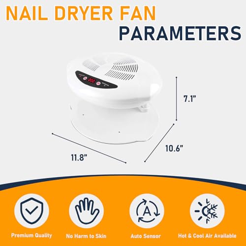 Nail Dryer for Regular Polish 400W Large Fan with Warm and Cool Air - White