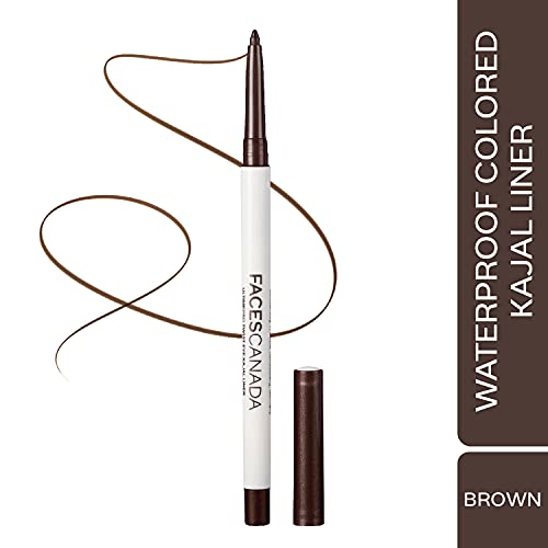 FACESCANADA Twist Eye Liner, 4 Bright Shades, 24 Hrs Long Stay, Waterproof, Smudgeproof, Fade Proof, With Soft Carnauba Wax, Silver, Brown, Blue, Plum, Intense Color In One Stroke, Brown, 2.29 Oz