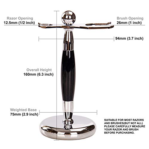 Stainless Steel Shaving Brush and Razor Stand Holder with Weighted Base