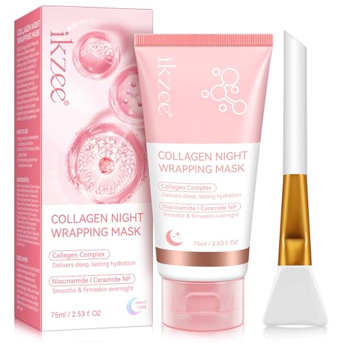 Collagen Night Wrapping Mask, Collagen Overnight Peel Off Facial Mask, Hydrolyzed Collagen Face Mask