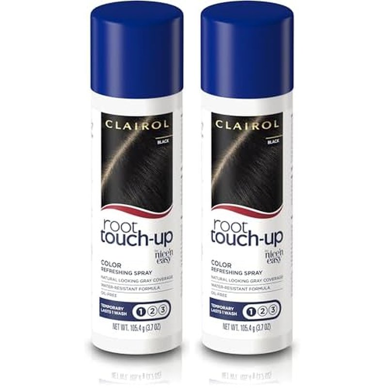 Clairol Root Touch-Up by Nice'n Easy Temporary Hair Coloring Spray, Black Hair Color, Pack of 2