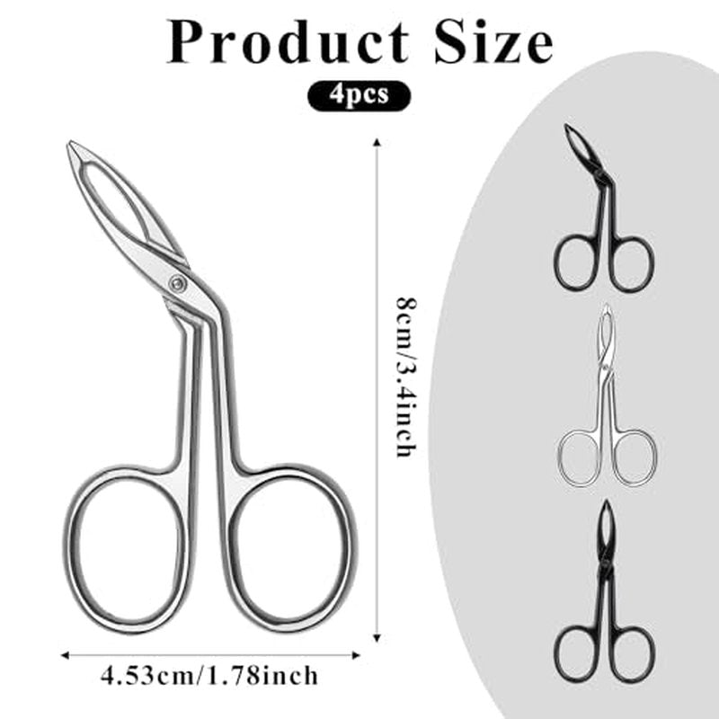 4 Pieces Eyebrow Tweezers Scissor Handle Flat Straight Tip Brow Scissors Remover Facial Hair Eyebrows Stainless Steel Eyebrow Facial Remover Brow Tweezers for Women Men(Black&Silver)
