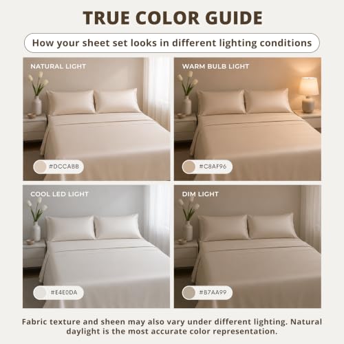 Oat Milk Tencel Sheet Set - Queen 4PC Deep Pocket Bed Linens