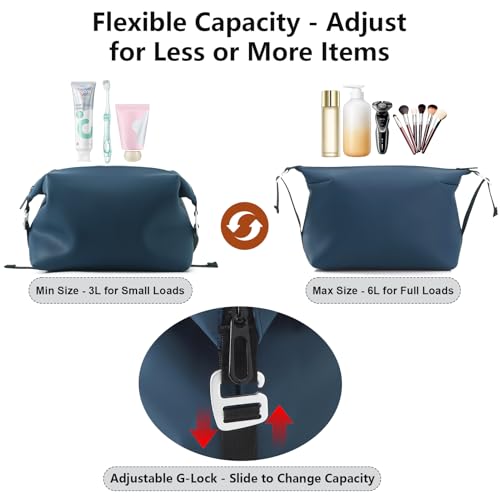 Silicone Travel Toiletry Bag 6L Waterproof Cosmetic Organizer Navy 13 Inch