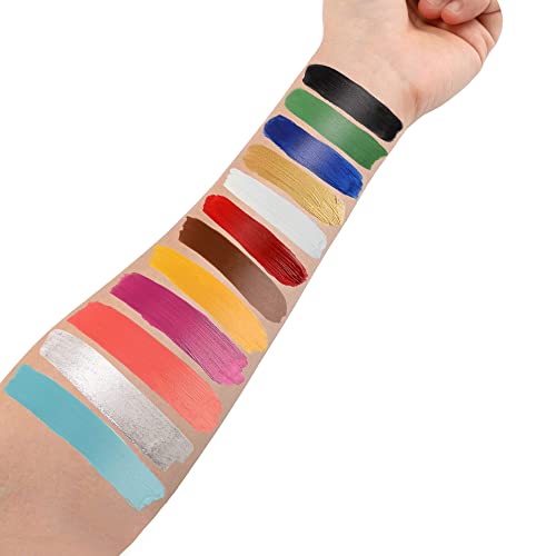 Professional Special Effects Makeup Kit with 12 Face & Body Paints, Brushes & Wound Modeling Tools
