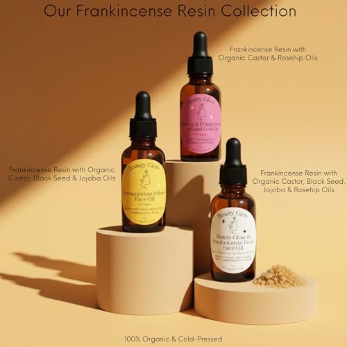 Organic Frankincense Resin Infused Face Oil with Black Seed, Castor & Jojoba Oils - Hydrating Anti-Aging Serum for Radiant Skin - 1 Fl Oz
