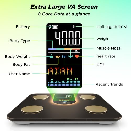 RunStar Smart Body Scale with 22 Metrics - Warm Brown, 8-in-1 Display