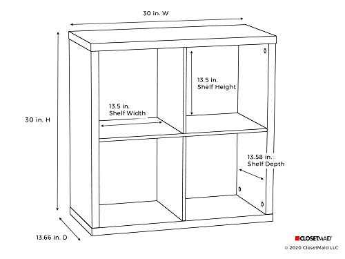 White 4 Cube Storage Shelf Organizer with Back Panel - Easy Assembly