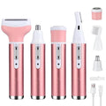 4-in-1 Electric Razor for Women - Painless Facial Hair Removal, Bikini Trimmer, Eyebrow & Body Groomer - Rechargeable Hair Clippers Set for Underarms, Legs & Nose