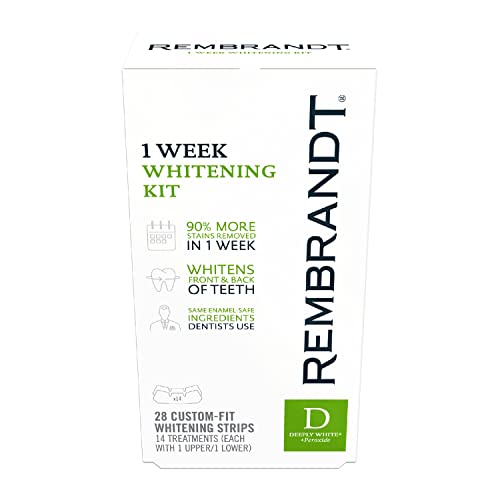 Rembrandt Deeply White Plus Peroxide Strips - 1 Week Kit, 28 Strips - Whitening Strips
