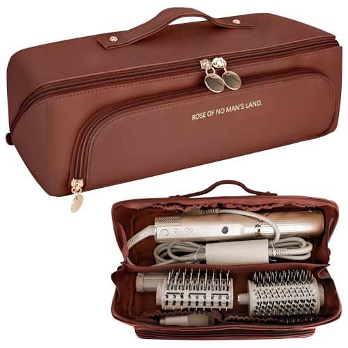 Veki Travel Carrying Case for Shark Flexstyle, Airwrap. Organizer for Shark Flexstyle/FlexFusion/SpeedStyle, Stylers and Accessories, Hair Tools Travel Bag, Hair Dryer 2 In 1 Storage Bag (Brown)