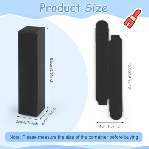 Cositina 100 Pack 0.78 * 0.78 * 3.34 inch Kraft Paper Lipstick Box Rectangle Lip Balm Kraft Boxes Essence Oil Bottle Packaging Organzier for Makeup Sample Tube Storage DIY Gifts - Black