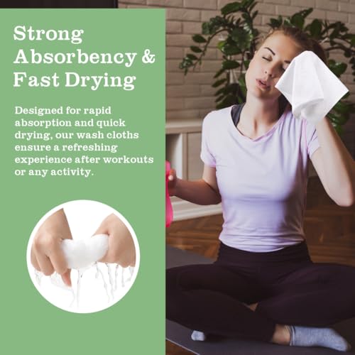 White 100 Pack Microfiber Washcloths - Soft, Durable Face Towels for Home & Spa