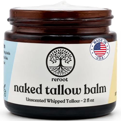 Unscented Grass-Fed Beef Tallow Balm for Skin 2oz - Whipped Moisturizer & Eczema Relief