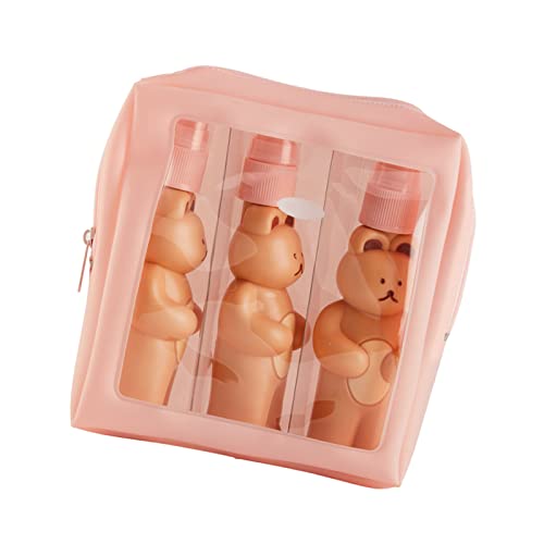 Bear Spray, Set of Cute Bear Look Delicate Bottles with Storage Bag Bathroom Sets Accessories Spray Bottle Bag Silicone Squeeze, Travel Bottles For Toiletries