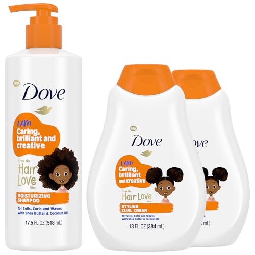 Dove Kids Moisturizing Shampoo + Styling Curl Cream Twin Pack ? ¡°Hair Love¡± Curly Hair Products for Kids, Coconut Cookie Scent (3 Piece Set)