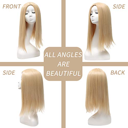 Blonde Synthetic Wig for Women, Straight Long Hair with Middle Part - Heat Resistant 14 Inch, Fashionable & Natural Looking - Variation: Blond