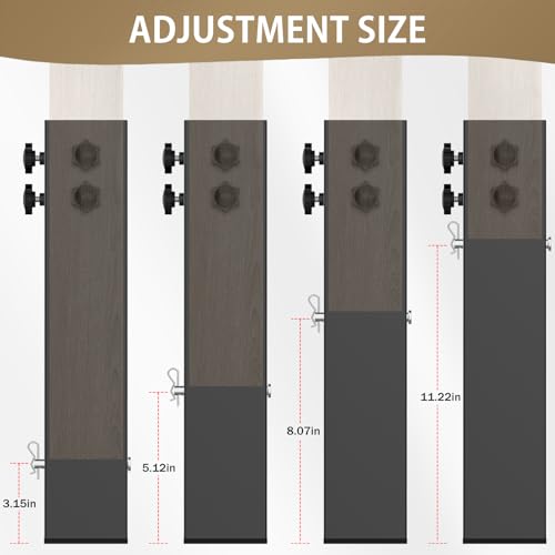 Black 3.15-Inch Diameter Metal Bed Riser Set - Adjustable Height for Dorm & Wooden Bed Frames