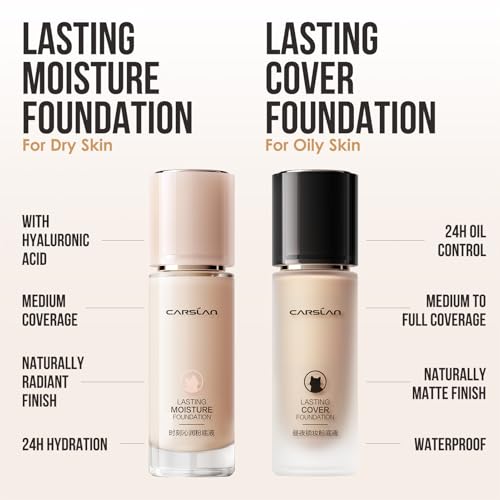 CARSLAN Full Coverage Matte Foundation N01 - 1.05 Oz for Oily Skin, 24H Wear