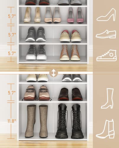 White 5-Tier Shoe Rack Organizer with Movable Shelf for Entryway