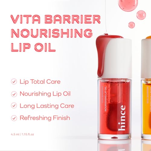 HINCE Vita Barrier Nourishing Lip Oil 01 Kingsberry - Nourishing Lip Moisturizer for Dry Lips, Lip Gloss, Hydrating & Moisturizing Lip Glow Oil, Non-Sticky Long Lasting Lip Oil Gloss