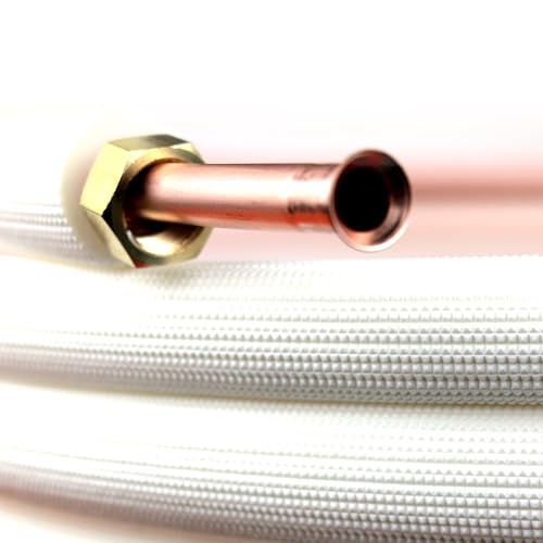 VEVEVA 16FT Mini Split Line Set with Wire 1/4'' & 1/2'' Copper Pipes HVAC Insulated Coil