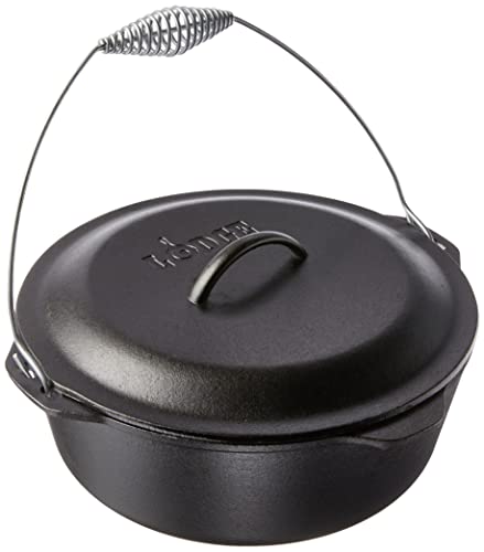 9 Quart Pre-Seasoned Cast Iron Dutch Oven with Bail Handle - Versatile Camping & Kitchen Cookware