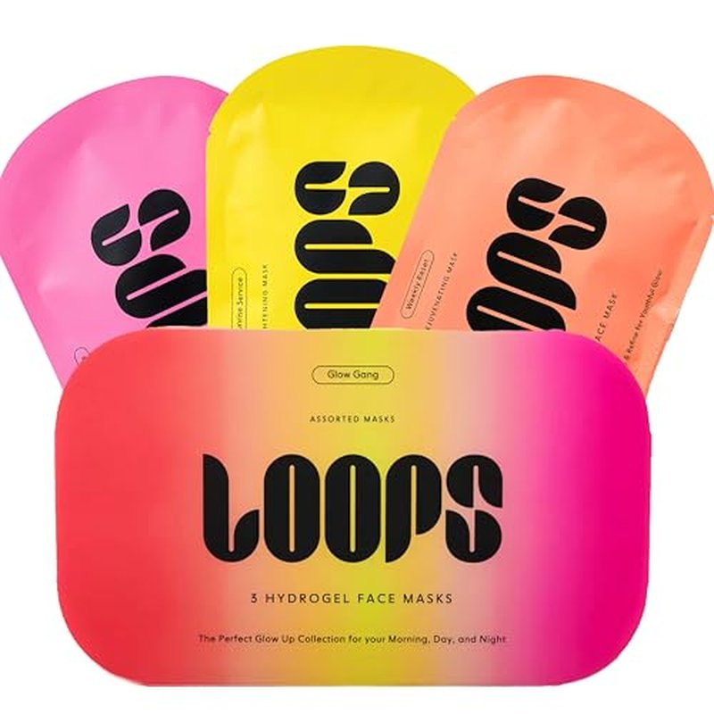 LOOPS Glow Gang Mask Set ? Weekly Reset for Rejuvenation, Double Take for Energized Skin, Sunrise Service for ? Hydrating and Pore Refining ? Safe for Sensitive Skin - Hydrogel Face Masks - 3pc