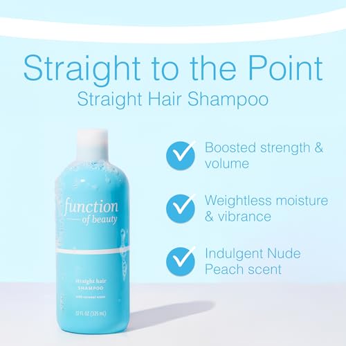 Function of Beauty Straight Hair Shampoo - Sulfate-Free Shampoo Gently Cleanses & Hydrates for Sleek Straight Hair - Lightweight & Hydrating with Coconut Water- Hair Care Products