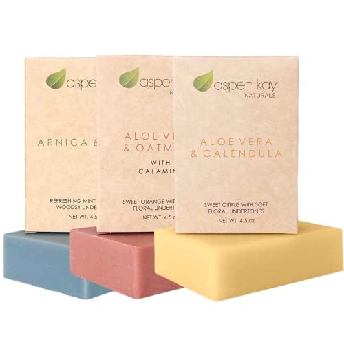 Soap Set - Made with Natural and Organic Ingredients. Gentle Soap. 1 Arnica & Mint - 1 Calamine Soap ? 1 Calendula Soap - 4.5oz Bar
