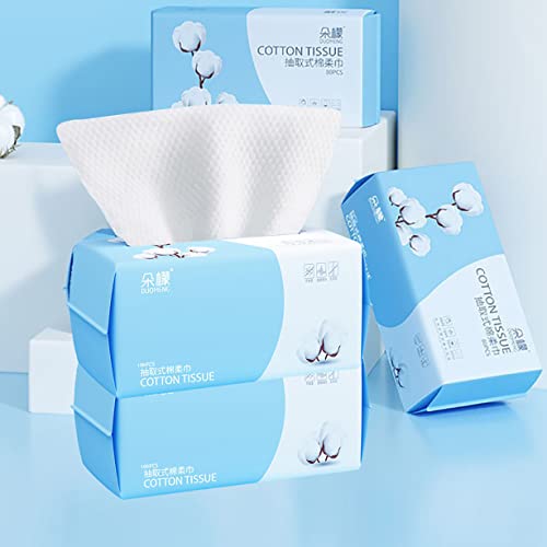 100 Count Cotton Facial Wipes Pack of 4 - Deep Cleansing & Multi-Purpose Disposable Face Towels